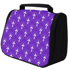 White And Purple Art-deco Pattern Full Print Travel Pouch (big) by Dushan