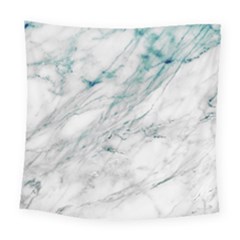 Gray Faux Marble Blue Accent Square Tapestry (large) by Dushan