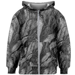 Black And White Rocky Texture Pattern Kids  Zipper Hoodie Without Drawstring by dflcprintsclothing