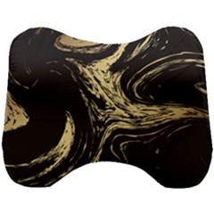 Black And Gold Marble Head Support Cushion by Dushan
