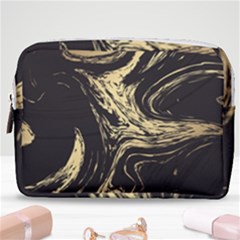 Black And Gold Marble Make Up Pouch (medium) by Dushan