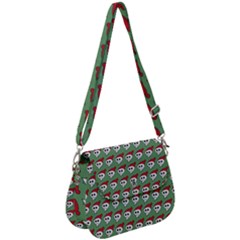 Comic Head Skull - Hat Red - Cartoon Skull Saddle Handbag by DinzDas