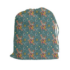 006 - Funky Oldschool 70s Wallpaper - Exploding Circles Drawstring Pouch (2xl) by DinzDas