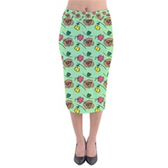 Lady Bug Fart - Nature And Insects Velvet Midi Pencil Skirt by DinzDas
