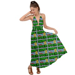 Game Over Karate And Gaming - Pixel Martial Arts Backless Maxi Beach Dress by DinzDas