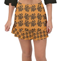 Inka Cultur Animal - Animals And Occult Religion Fishtail Mini Chiffon Skirt by DinzDas
