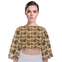 Inka Cultur Animal - Animals And Occult Religion Tie Back Butterfly Sleeve Chiffon Top by DinzDas