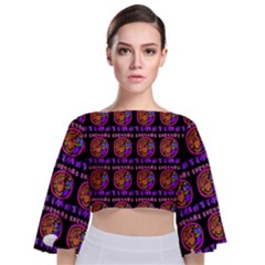 Inka Cultur Animal - Animals And Occult Religion Tie Back Butterfly Sleeve Chiffon Top by DinzDas