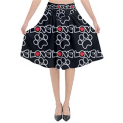 Pet Love - Dogs, Cats And All Pets Lover Flared Midi Skirt by DinzDas
