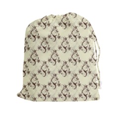 Abstract Flowers And Circle Drawstring Pouch (2xl) by DinzDas