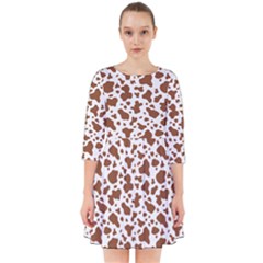 Animal Skin - Brown Cows Are Funny And Brown And White Smock Dress by DinzDas