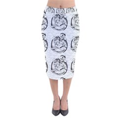 Monster Party - Hot Sexy Monster Demon With Ugly Little Monsters Velvet Midi Pencil Skirt by DinzDas