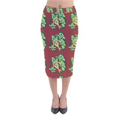 Monster Party - Hot Sexy Monster Demon With Ugly Little Monsters Velvet Midi Pencil Skirt by DinzDas
