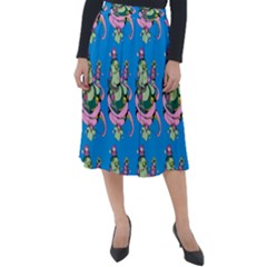 Monster And Cute Monsters Fight With Snake And Cyclops Classic Velour Midi Skirt  by DinzDas