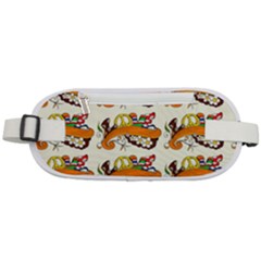 Love And Flowers And Peace Fo All Hippies Rounded Waist Pouch by DinzDas