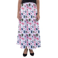 Adorable Seamless Cat Head Pattern01 Flared Maxi Skirt by TastefulDesigns