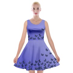 Gradient Butterflies Pattern, Flying Insects Theme Velvet Skater Dress by Casemiro