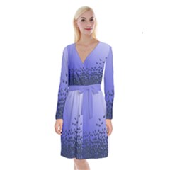 Gradient Butterflies Pattern, Flying Insects Theme Long Sleeve Velvet Front Wrap Dress by Casemiro