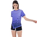 Gradient Butterflies pattern, flying insects theme Asymmetrical Short Sleeve Sports Tee View1