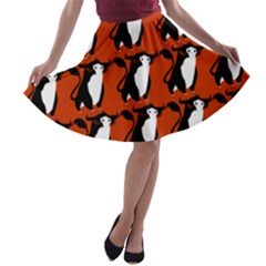  Bull In Comic Style Pattern - Mad Farming Animals A-line Skater Skirt by DinzDas