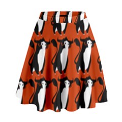  Bull In Comic Style Pattern - Mad Farming Animals High Waist Skirt by DinzDas