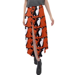  Bull In Comic Style Pattern - Mad Farming Animals Velour Split Maxi Skirt by DinzDas