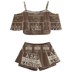 A Cookie A Day Keeps Sadness Away Kids  Off Shoulder Skirt Bikini by DinzDas