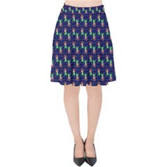 Headphones Girl Blue Velvet High Waist Skirt by snowwhitegirl