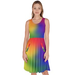 Rainbow Colors Lgbt Pride Abstract Art Knee Length Skater Dress With Pockets by yoursparklingshop