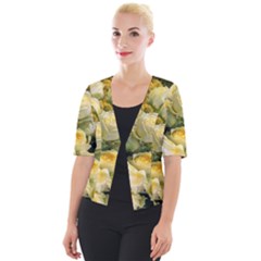 Yellow Roses Cropped Button Cardigan by Sparkle