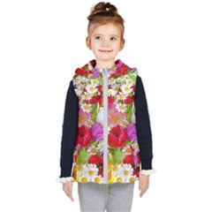 Beautiful Floral Kids  Hooded Puffer Vest by Sparkle
