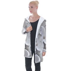 White Floral Longline Hooded Cardigan by Sparkle