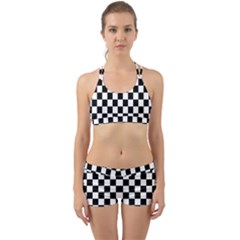 Black And White Chessboard Pattern, Classic, Tiled, Chess Like Theme Back Web Gym Set by Casemiro