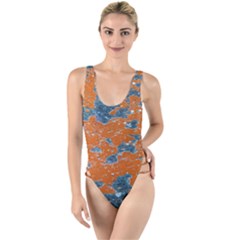 Vivid Grunge Abstract Print High Leg Strappy Swimsuit by dflcprintsclothing