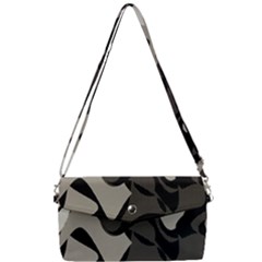Trippy Sepia Paint Splash, Brown, Army Style Camo, Dotted Abstract Pattern Removable Strap Clutch Bag by Casemiro
