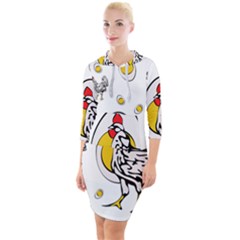 Roseanne Chicken, Retro Chickens Quarter Sleeve Hood Bodycon Dress by EvgeniaEsenina