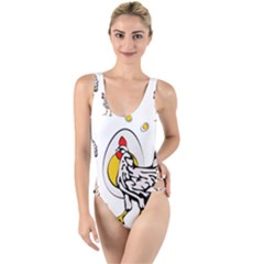 Roseanne Chicken, Retro Chickens High Leg Strappy Swimsuit by EvgeniaEsenina