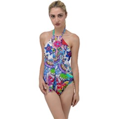 Mountain Abstract Go With The Flow One Piece Swimsuit by okhismakingart