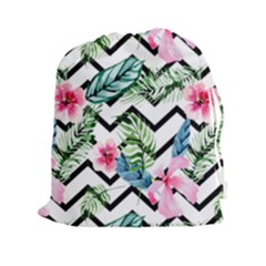 Tropical Zig Zag Pattern Drawstring Pouch (2xl) by designsbymallika