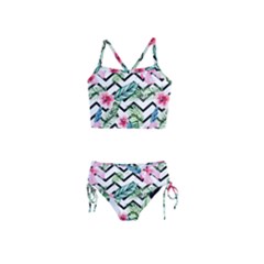 Tropical Zig Zag Pattern Girls  Tankini Swimsuit by designsbymallika