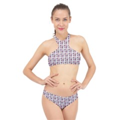 60s Ombre Hair Girl White High Neck Bikini Set by snowwhitegirl