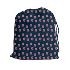 Peach Purple Daisy Flower Teal Drawstring Pouch (2xl) by snowwhitegirl