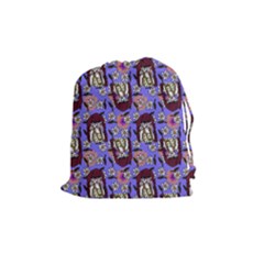 Braids Doll Daisies Purple Drawstring Pouch (medium) by snowwhitegirl