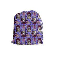 Braids Doll Daisies Purple Drawstring Pouch (large) by snowwhitegirl