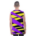 Abstract triangles, three color dotted pattern, purple, yellow, black in saturated colors Men s Basketball Tank Top View2