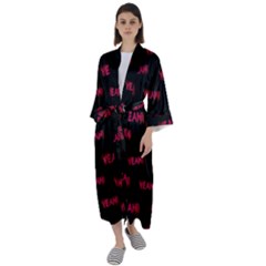Yeah Word Motif Print Pattern Maxi Satin Kimono by dflcprintsclothing