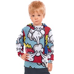 Rays Smoke Pop Art Style Vector Illustration Kids  Hooded Pullover by Amaryn4rt