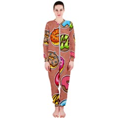 Doughnut Doodle Colorful Seamless Pattern Onepiece Jumpsuit (ladies)  by Amaryn4rt