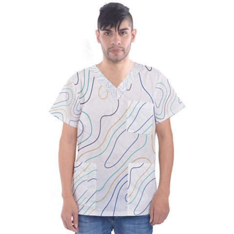 Abstract Colorful Topographic Map Design Vector Men s V-neck Scrub Top by Amaryn4rt