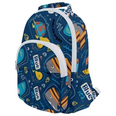 Seamless Pattern Vector Submarine With Sea Animals Cartoon Rounded Multi Pocket Backpack by Amaryn4rt